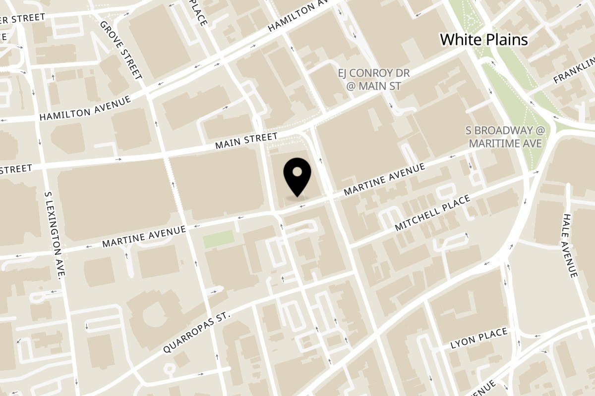 Map showing the location of Makondo Restaurant White Plains on 179 Martine Ave in White Plains